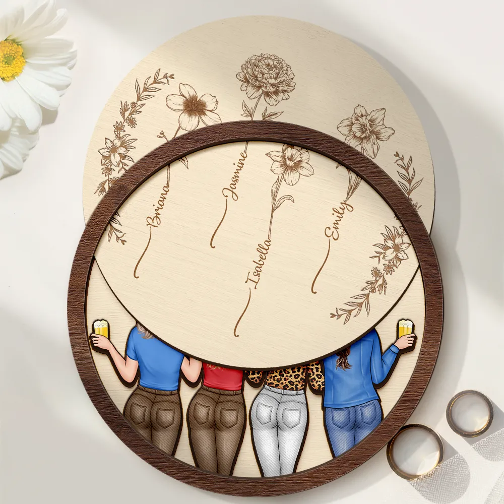 A True Friendship Is A Journey Without An End Bestie - Personalized 2-Layered Wooden Ring Dish - Image 4