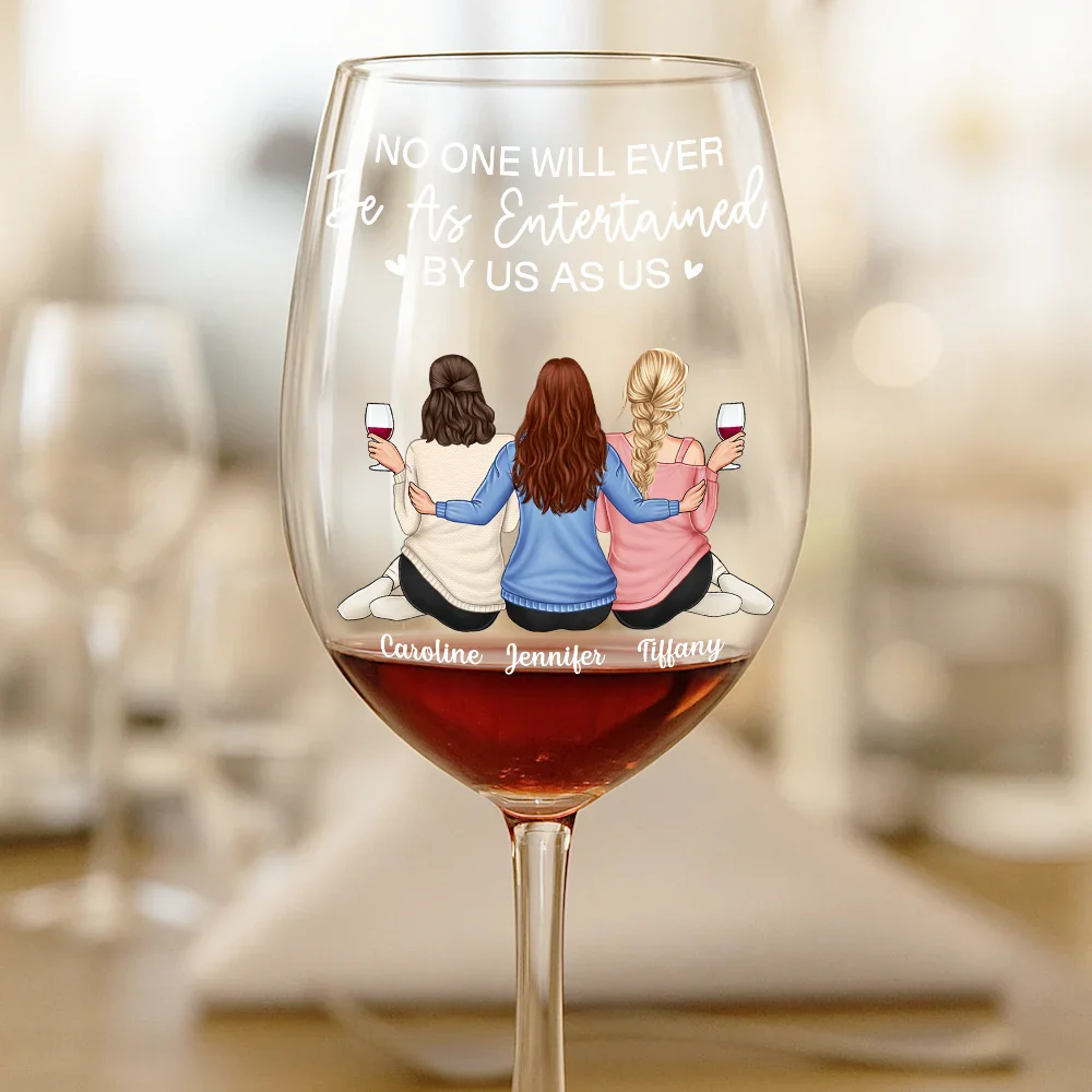 A True Friendship Is A Journey Without An End - Personalized Wine Glass - Image 2