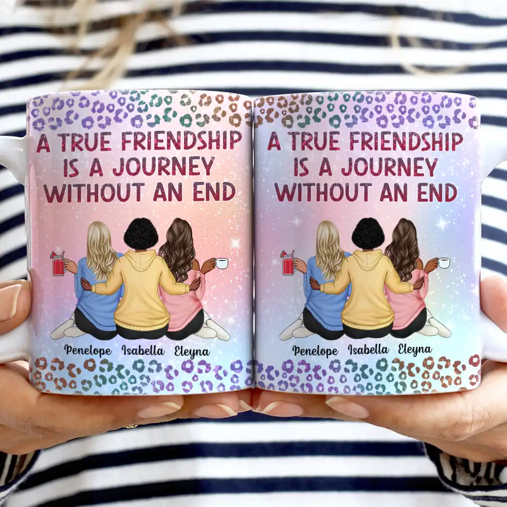 A True Friendship Is A Journey Without An End Twinkle Leopard - Personalized White Edge-to-Edge Mug - Image 2