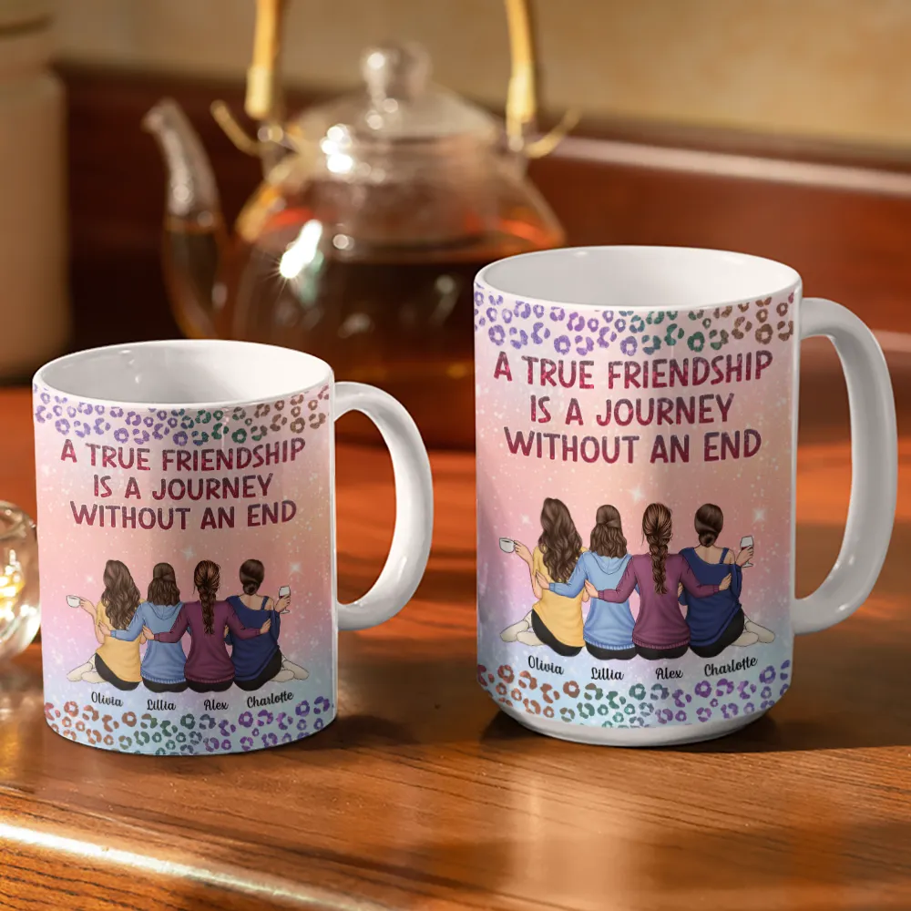 A True Friendship Is A Journey Without An End Twinkle Leopard - Personalized White Edge-to-Edge Mug - Image 3