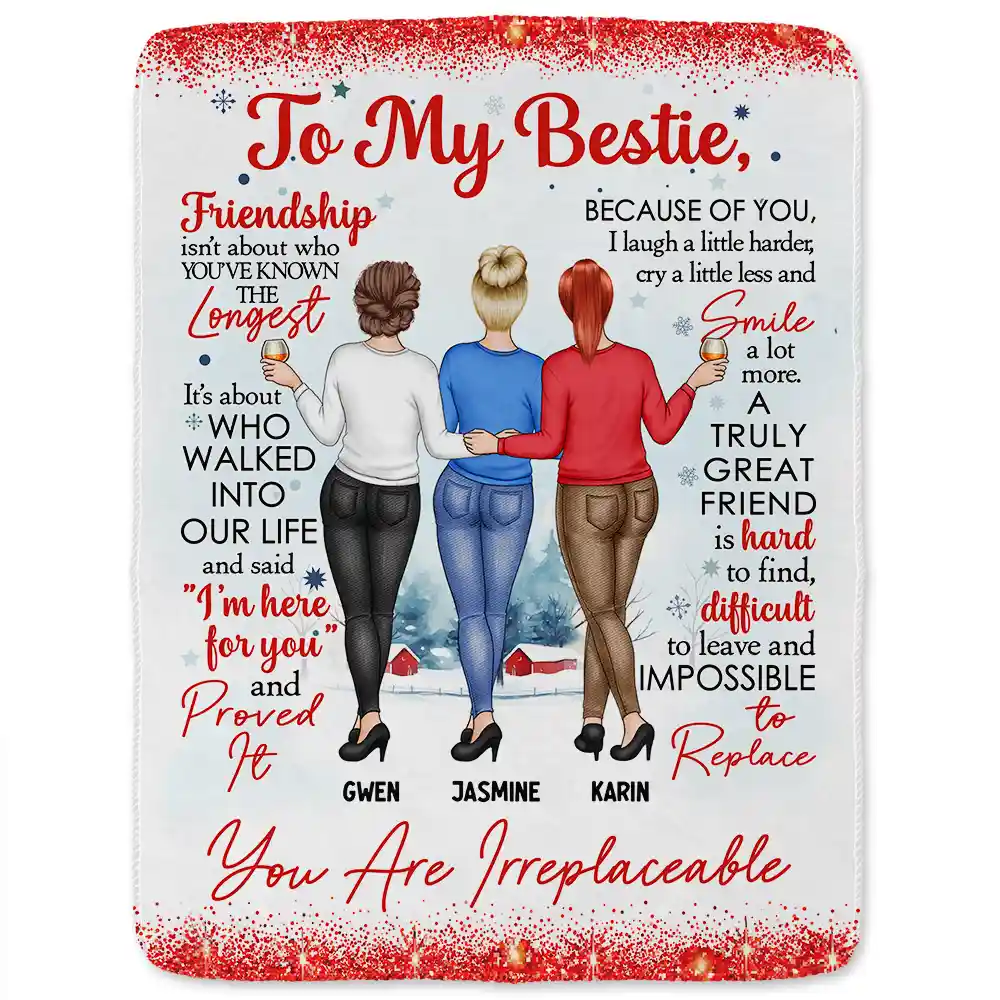 A Truly Great Friend Is Hard To Find You Are Irreplaceable - Personalized Fleece Blanket, Sherpa Blanket - Image 2