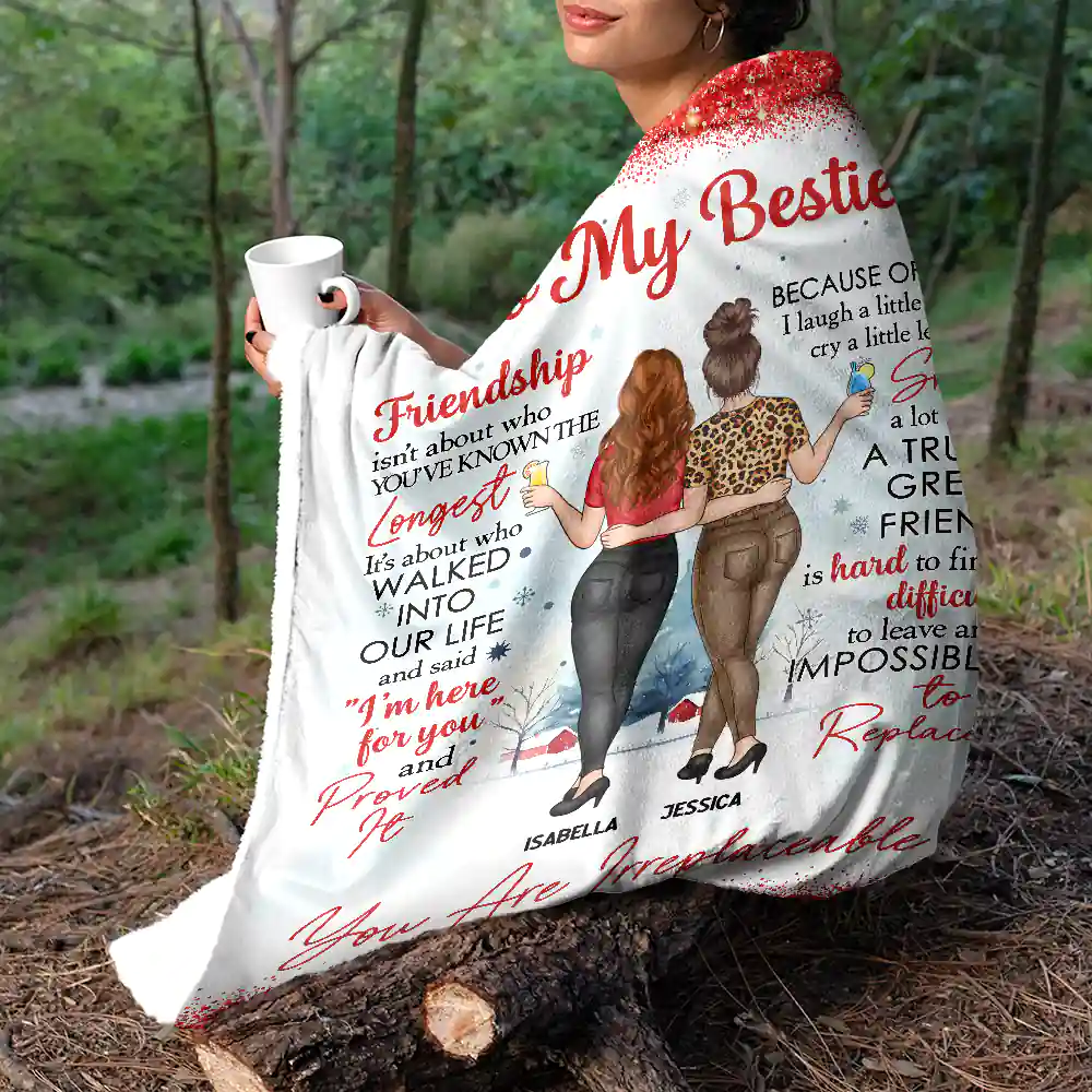 A Truly Great Friend Is Hard To Find You Are Irreplaceable - Personalized Fleece Blanket, Sherpa Blanket - Image 5