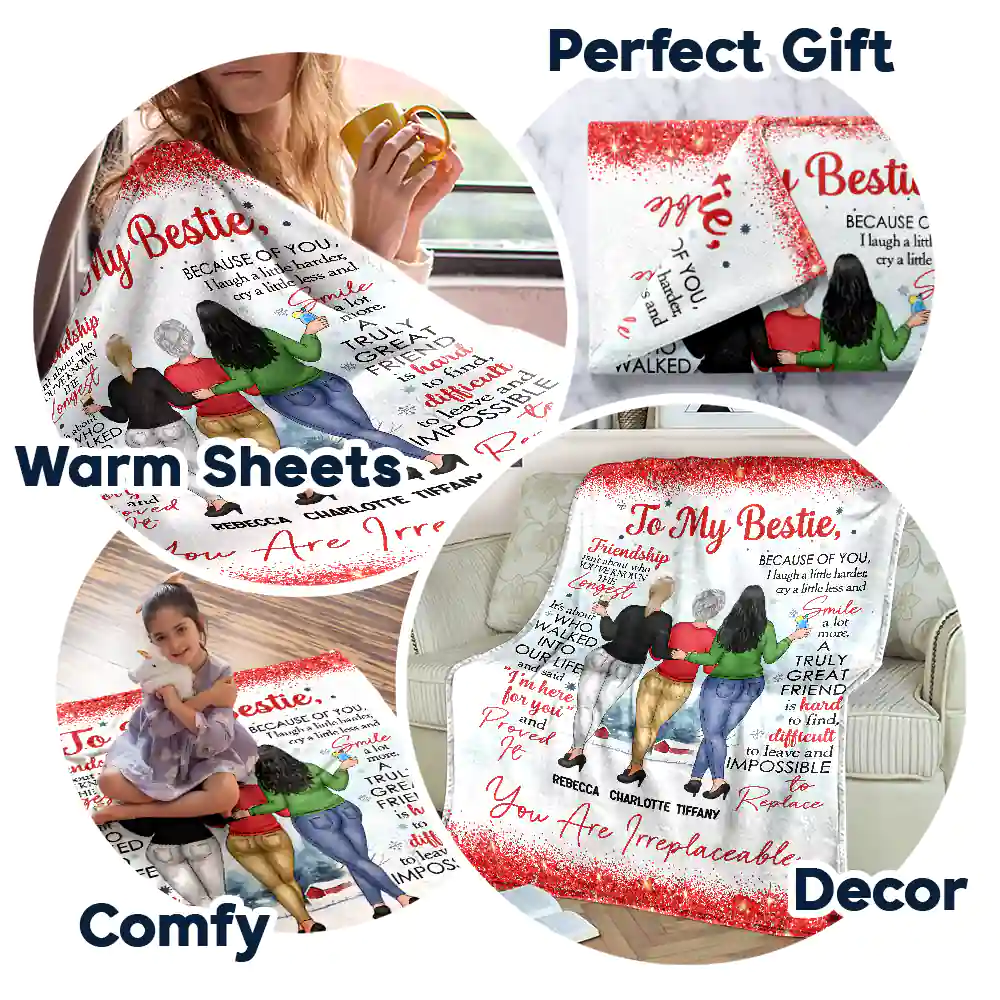 A Truly Great Friend Is Hard To Find You Are Irreplaceable - Personalized Fleece Blanket, Sherpa Blanket - Image 7
