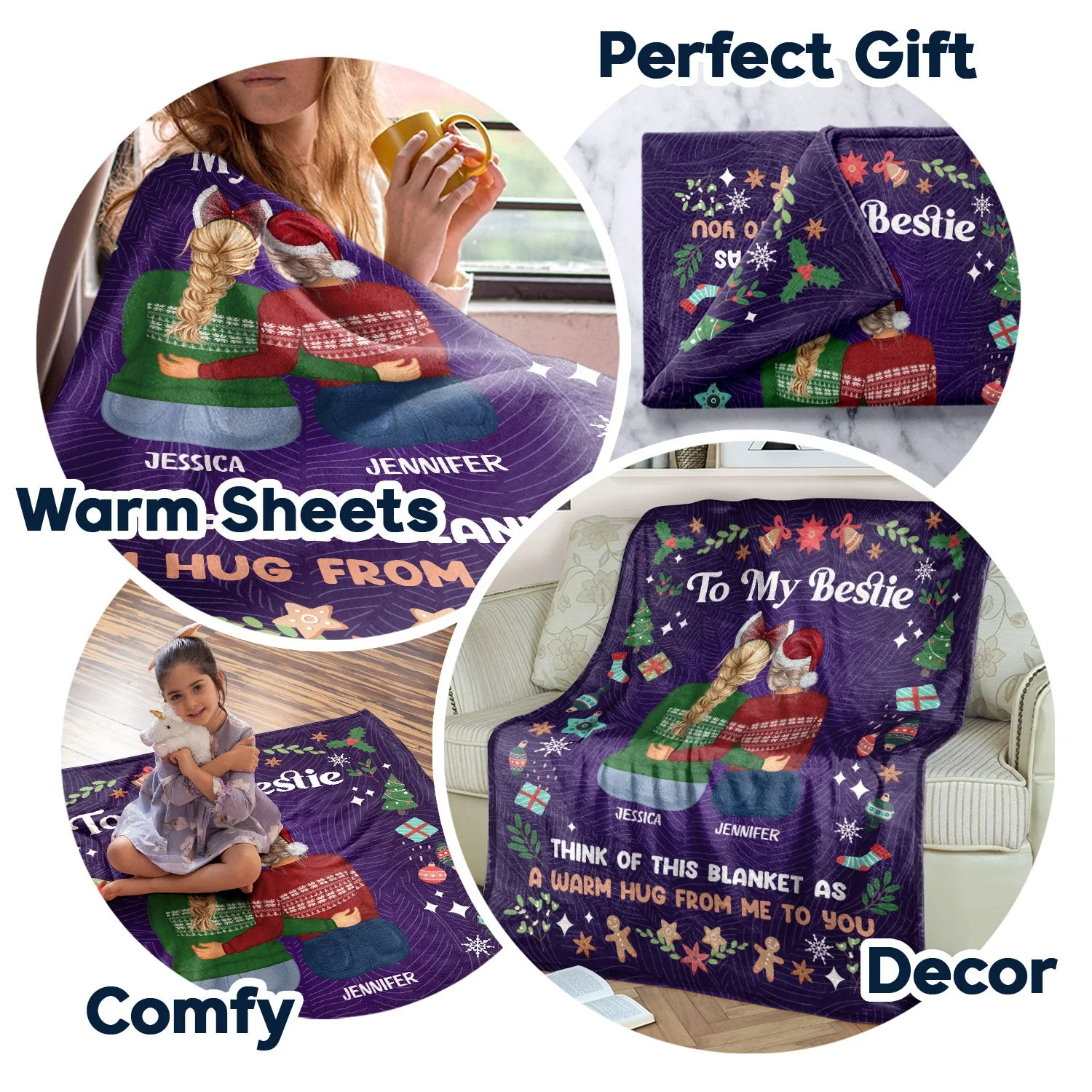 A Warm Hug From Me - Christmas Gift For Sisters And Best Friends - Personalized Fleece Blanket - Image 5
