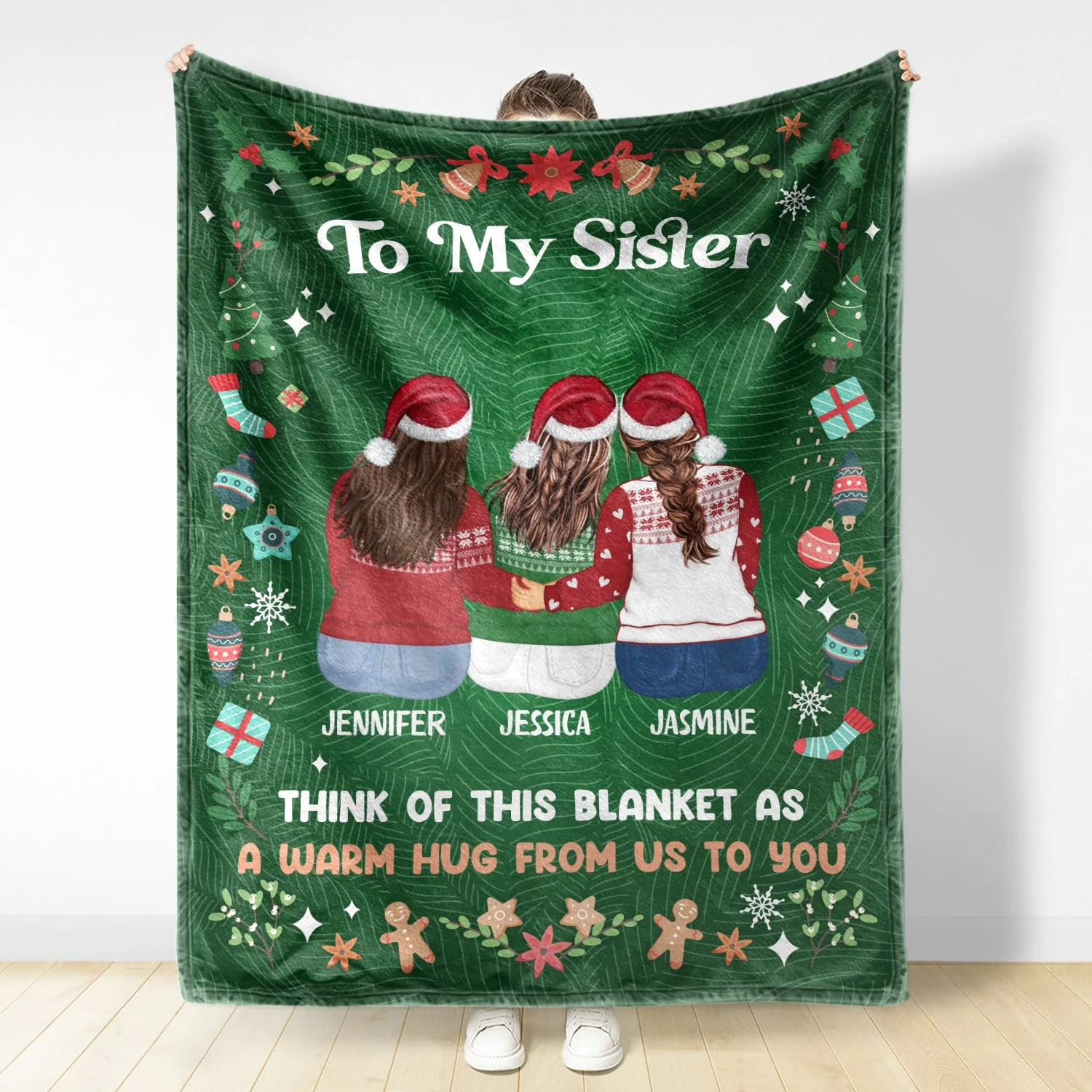 A Warm Hug From Me To You - Christmas Gift For Sisters And Best Friends - Personalized Fleece Blanket - Image 2