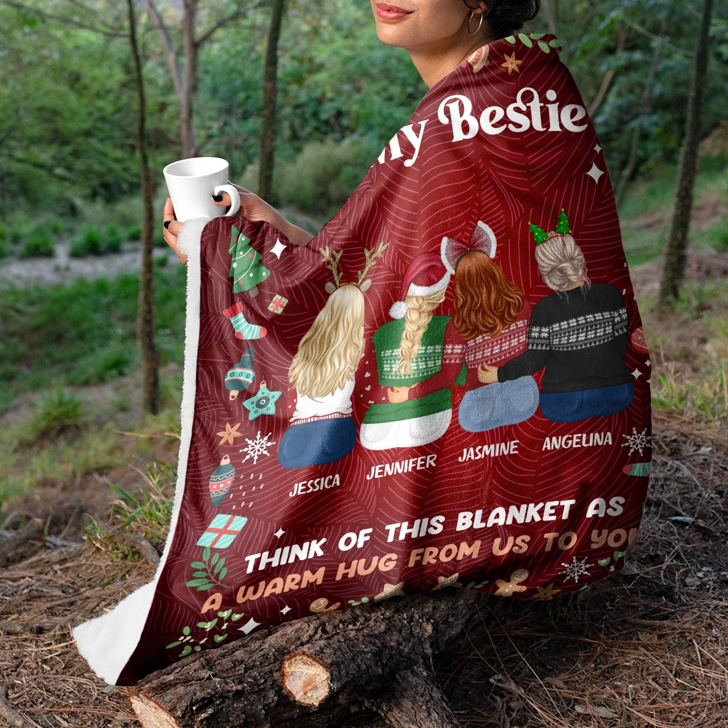 A Warm Hug From Me To You - Christmas Gift For Sisters And Best Friends - Personalized Fleece Blanket - Image 3