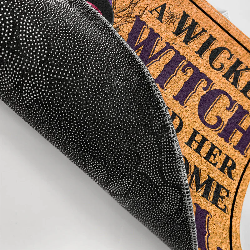 A Wicked Witch And Her Handsome Devil Live Here - Gift For Couples - Personalized Custom Doormat - Image 3