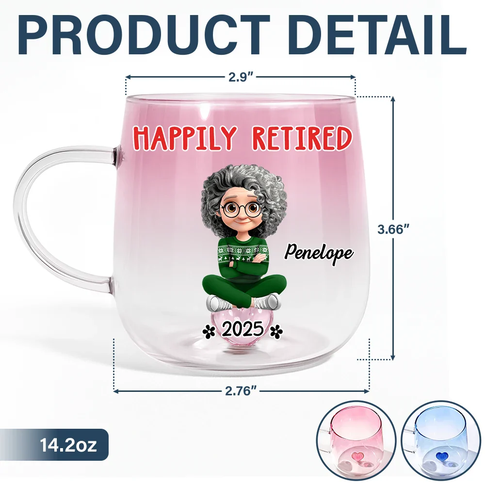 A Wise Woman Once Said Retirement - Personalized Gradient Glass Mug - Image 5
