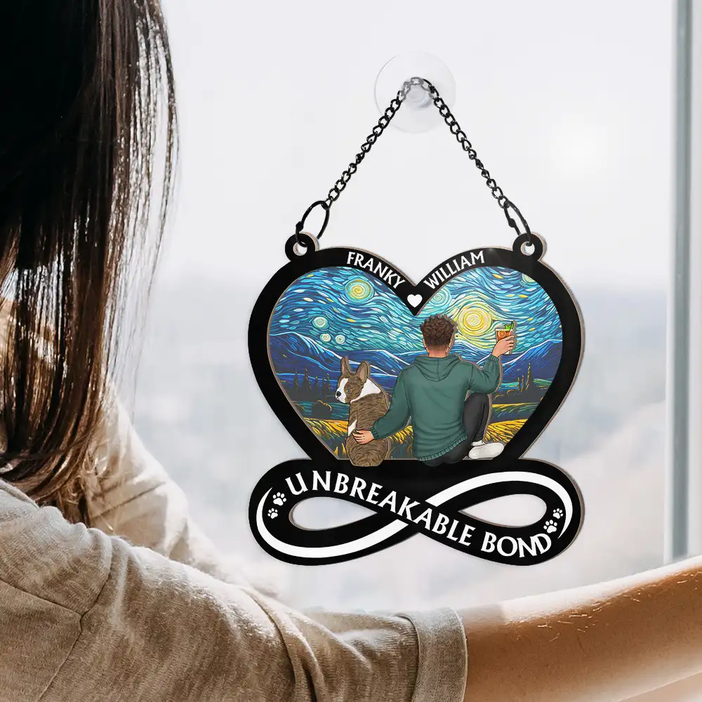 A Woman And Her Dog Unbreakable Bond - Personalized Window Hanging Suncatcher Ornament - Image 4
