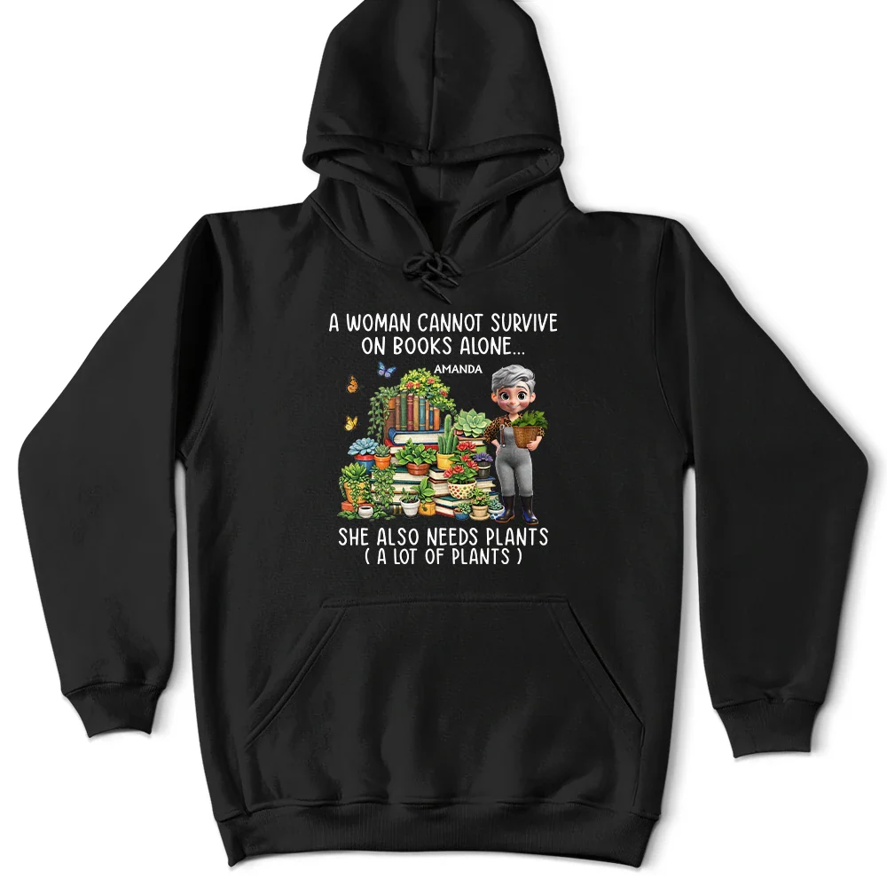 A Woman Cannot Survive On Book Alone - Personalized T Shirt - Image 4