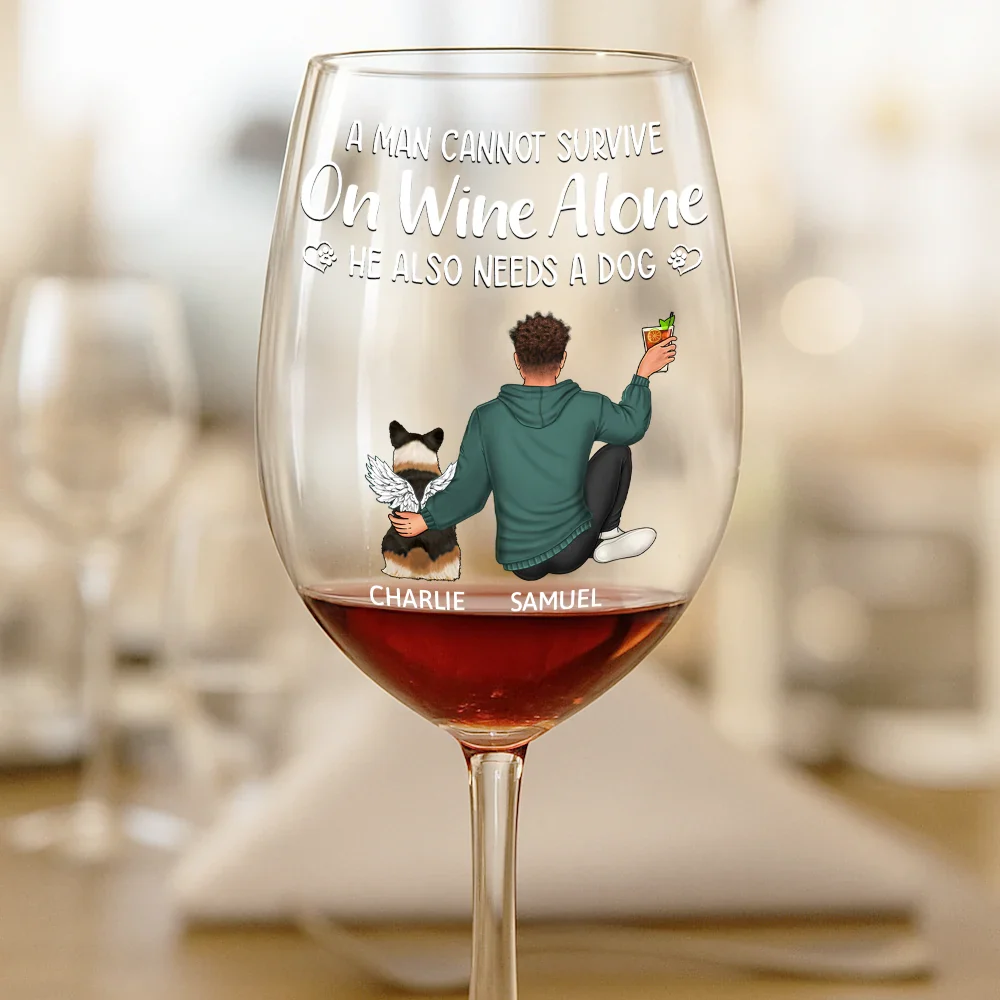 A Woman Cannot Survive - Personalized Wine Glass - Image 2