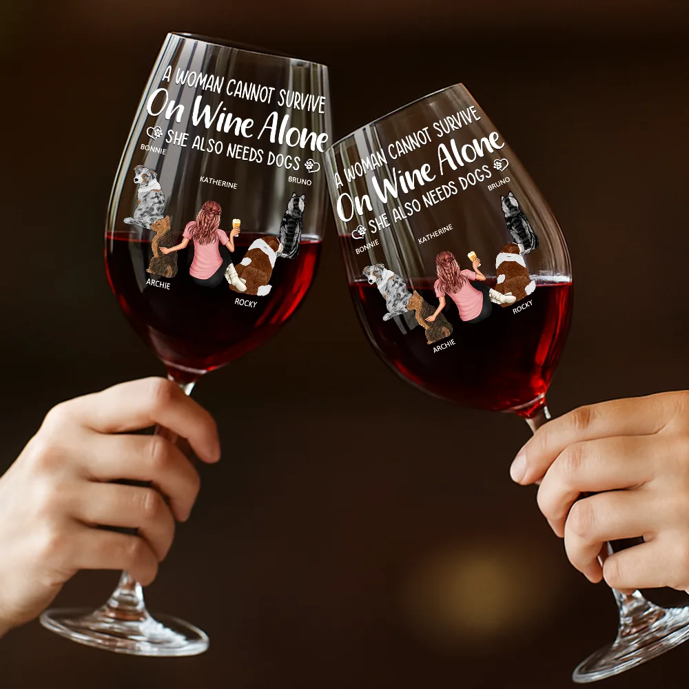 A Woman Cannot Survive - Personalized Wine Glass - Image 4