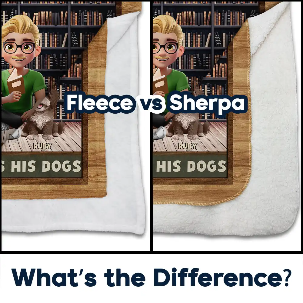 A Woman Man Cannot Survive On Books Alone Dog 3D Effect - Personalized Fleece Blanket, Sherpa Blanket - Image 4