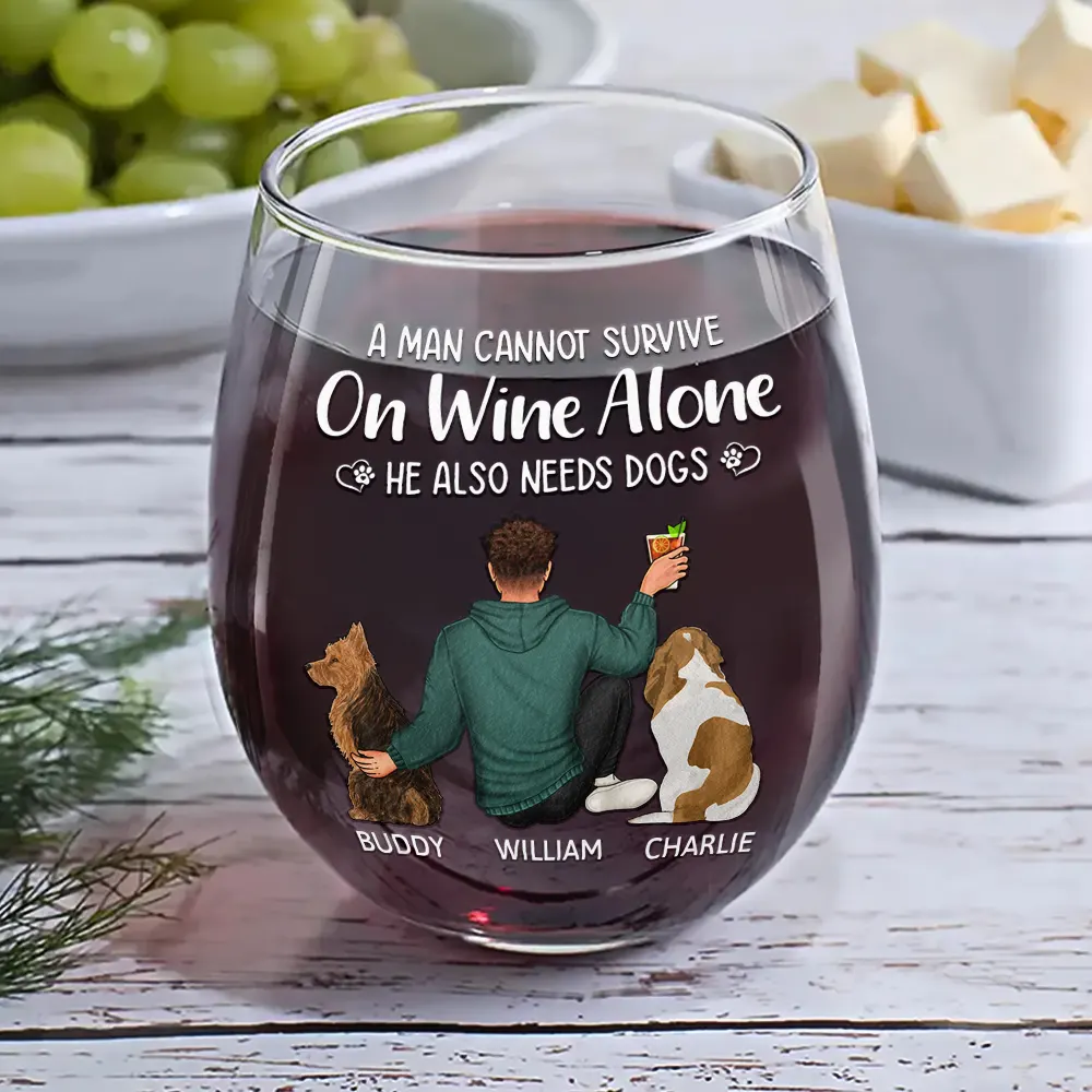 A Woman, Wine & Her Dog - Personalized Stemless Wine Glass - Image 6