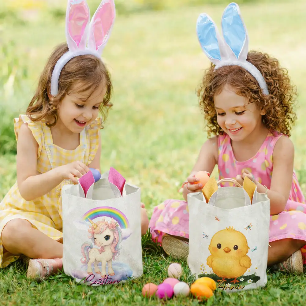 Adorable Animal With Name - Personalized Bunny Ears Bucket Bag - Image 6