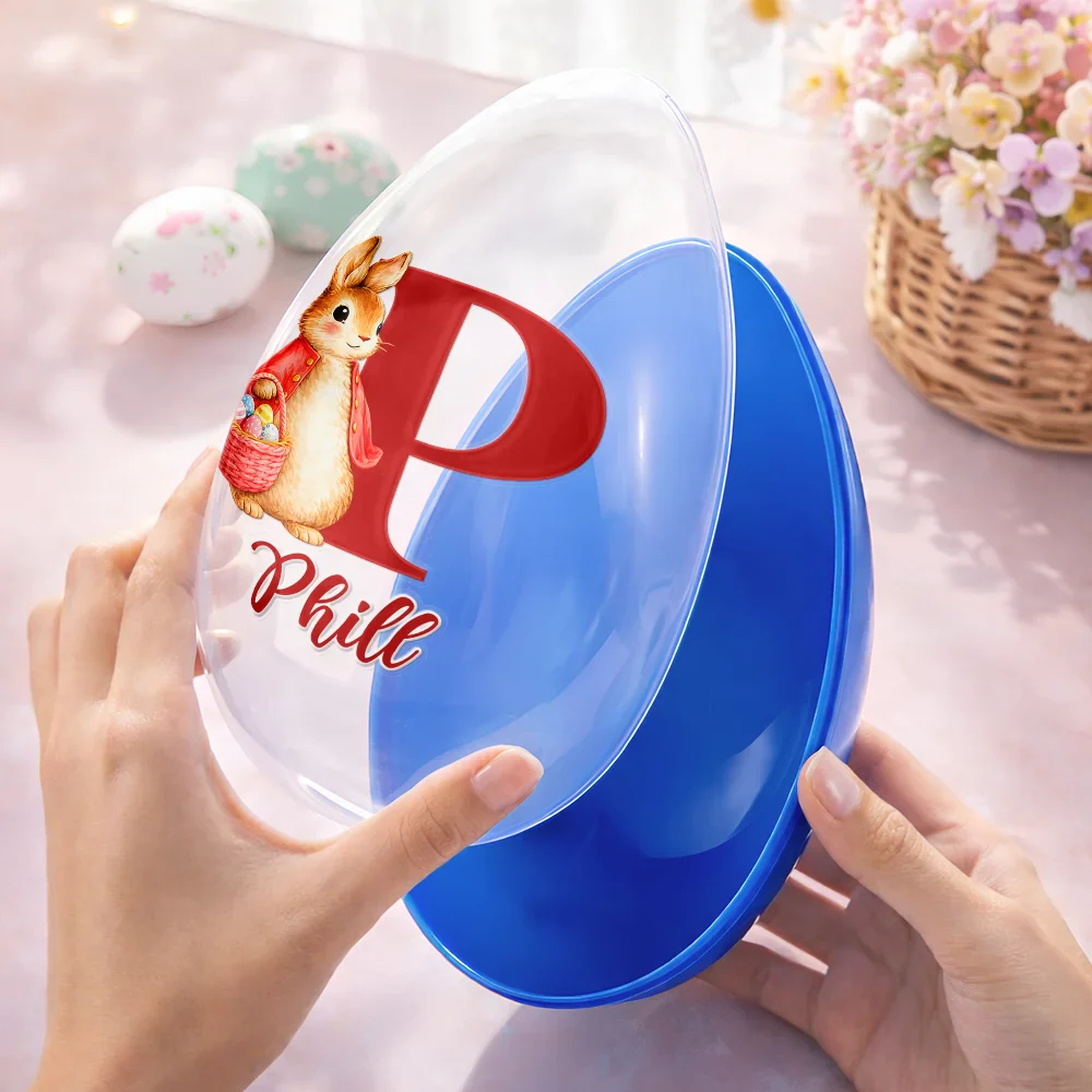 Adorable Bunny Holding An Egg Basket - Personalized Fillable Egg - Image 4
