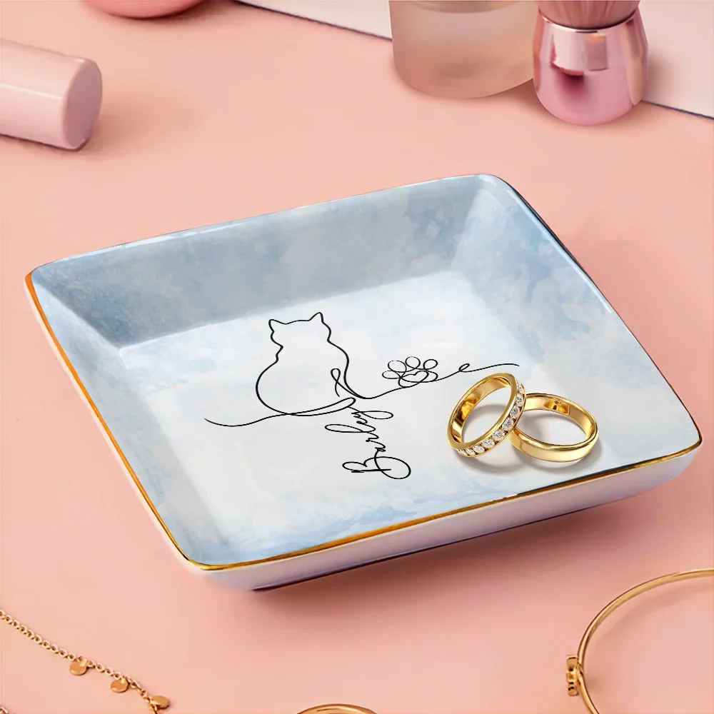 Adorable Cat Line - Personalized Ring Dish - Image 3