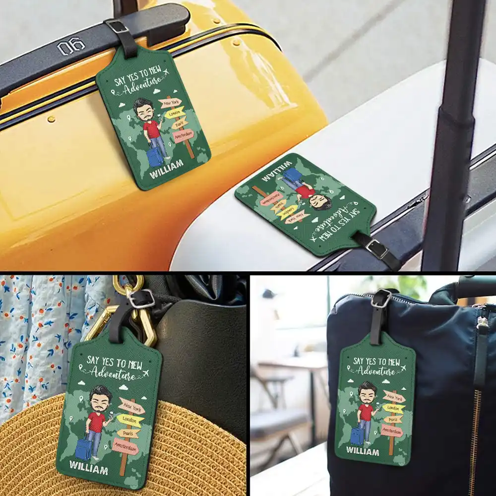 Adventure Awaits Travel Is My Therapy - Personalized Luggage Tag - Image 3