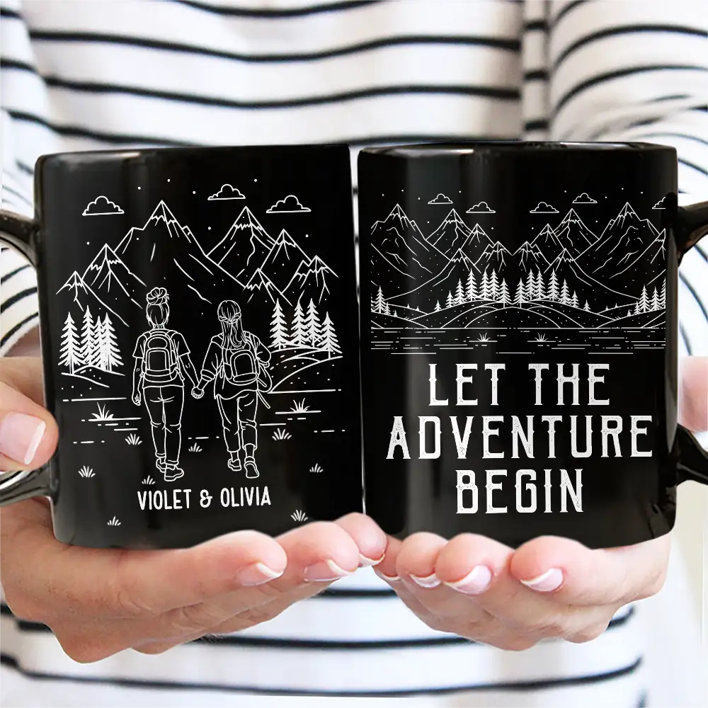 Adventure Partners For Life Couple Line Art - Personalized Mug - Image 3