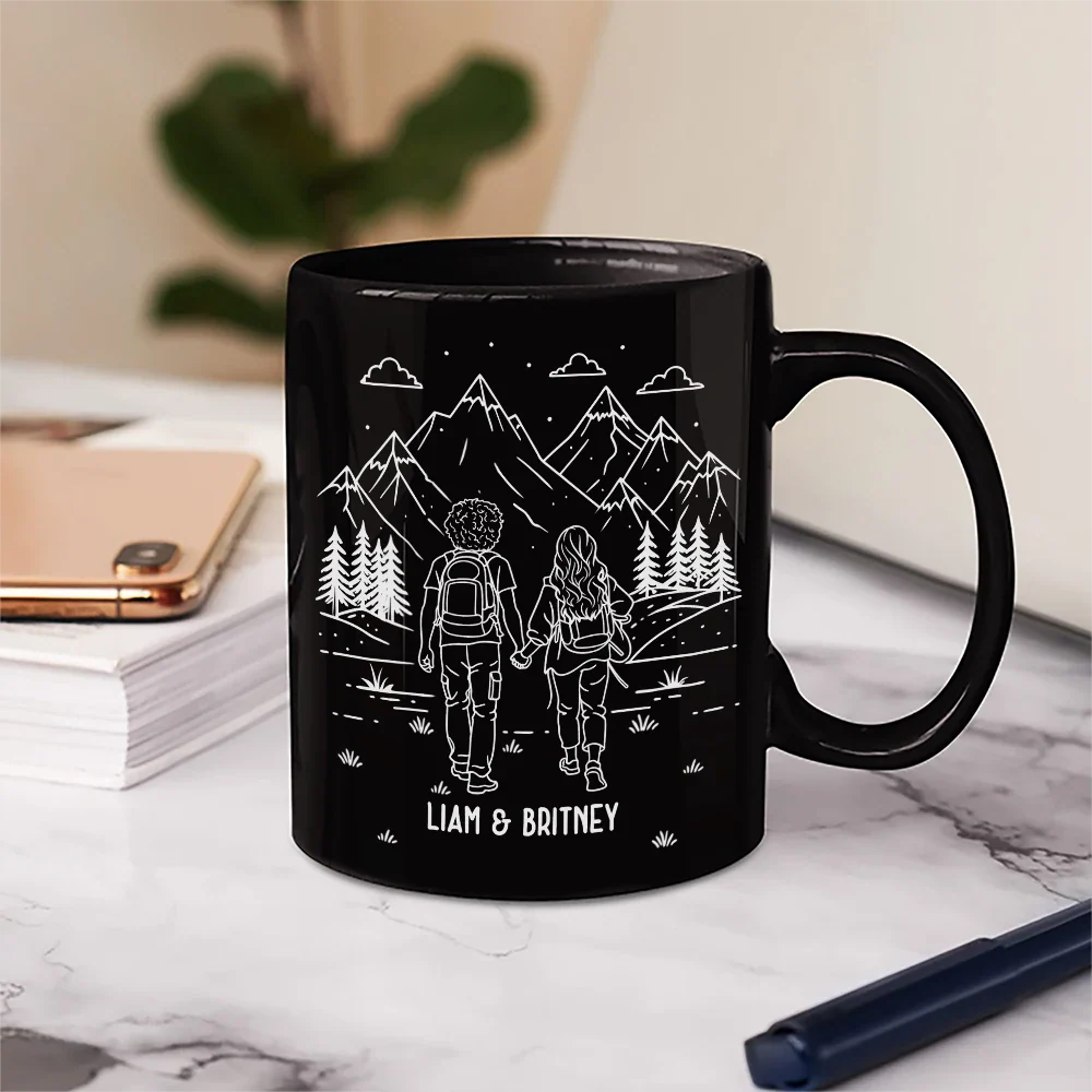 Adventure Partners For Life Couple Line Art - Personalized Mug - Image 5
