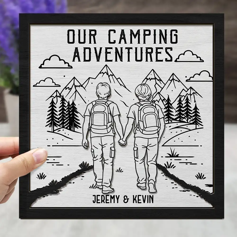 Adventure Partners For Life - Personalized 2-Layered Wooden Plaque With Stand - Image 3