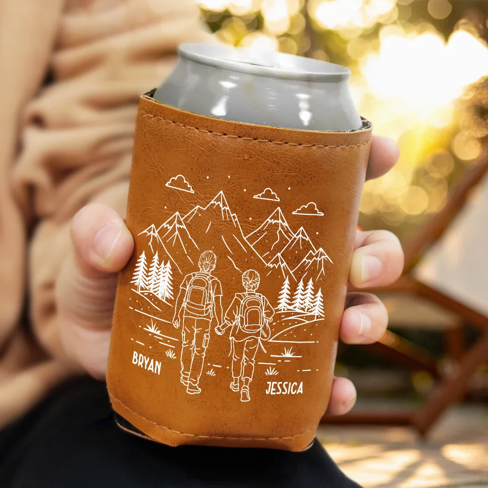 Adventure Partners For Life - Personalized Leather Can Cooler - Image 3