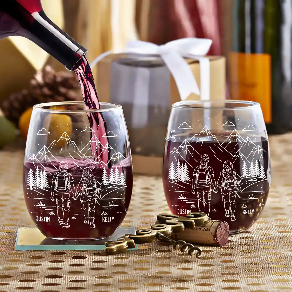 Adventure Partners For Life - Personalized Stemless Wine Glass - Image 3