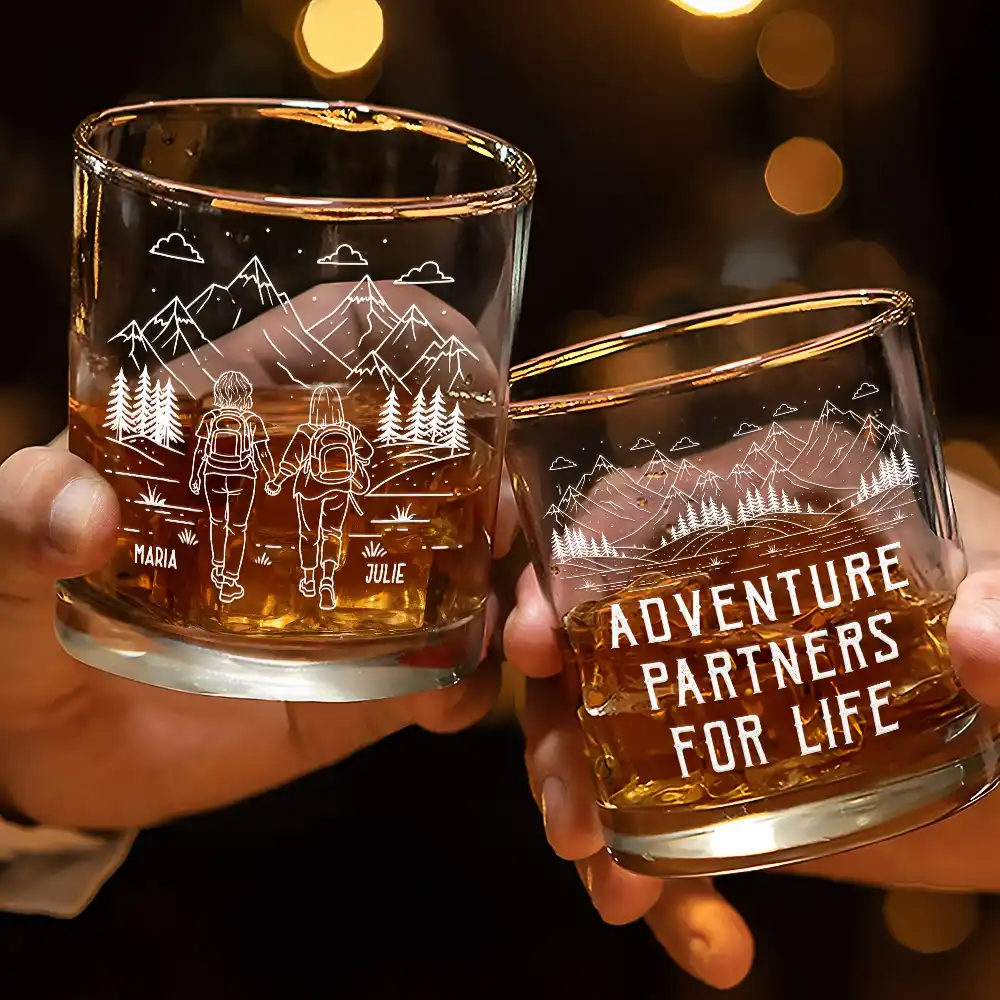 Adventure Partners For Life - Personalized Whiskey Glass - Image 3
