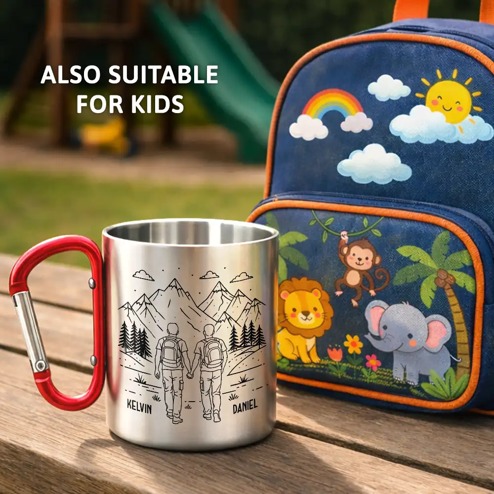 Adventure Partners For Life SKetch - Personalized Carabiner Mug - Image 4