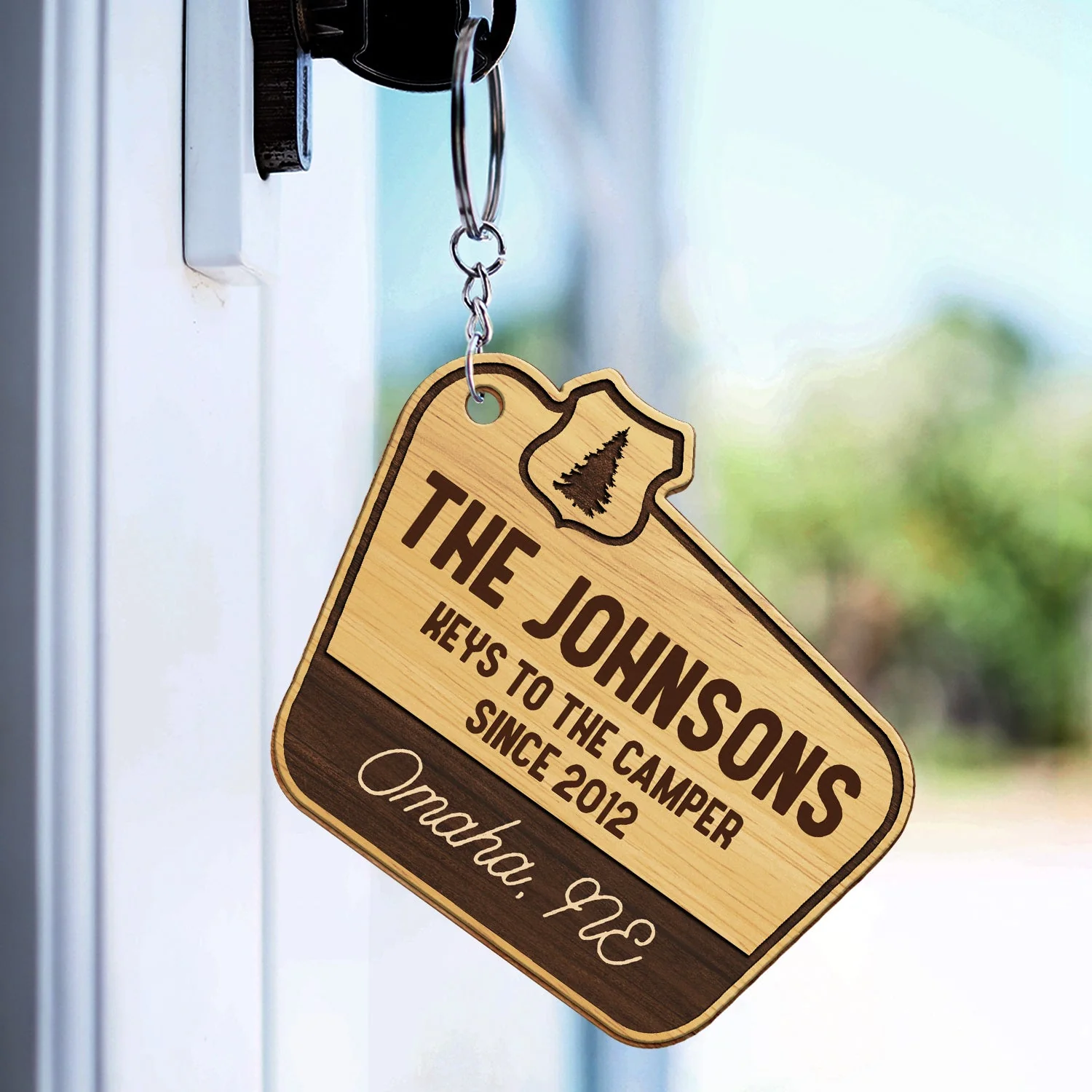 Adventuring Together - Funny, Loving Gifts For Camping Lovers - Personalized Wooden Keychain - Image 3