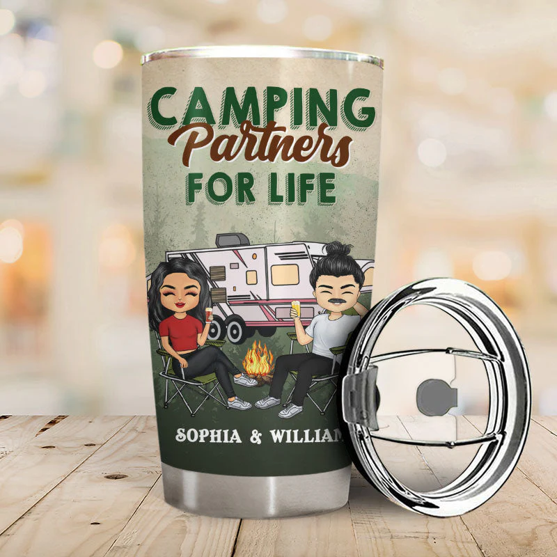 Adventuring Together - Gift For Camping Couple - Personalized Custom Tumbler - Image 2