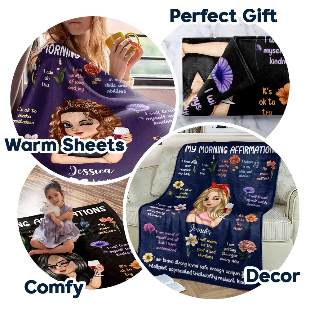 Affirmation Blanket - Personalized Fleece Blanket, Sherpa Blanket - Image 5