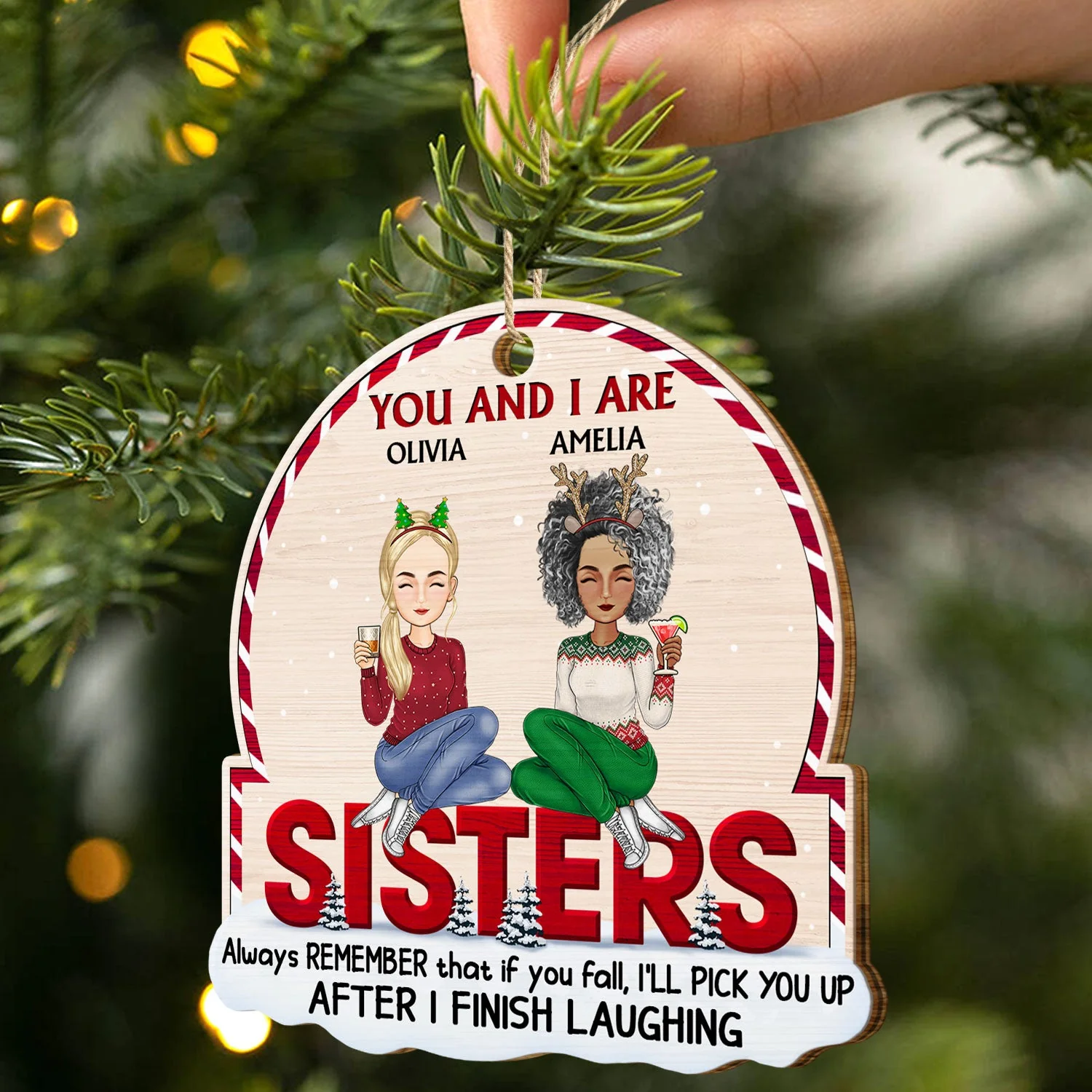 After I Finish Laughing - Christmas Gift For Friend, Sibling - Personalized Custom Shaped Wooden Ornament - Image 2