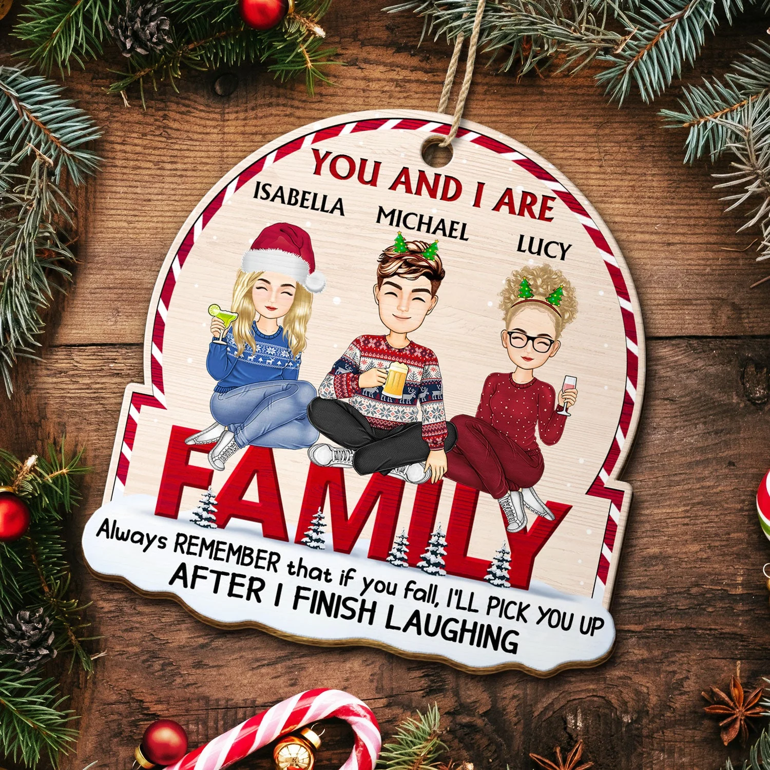 After I Finish Laughing - Christmas Gift For Friend, Sibling - Personalized Custom Shaped Wooden Ornament - Image 5