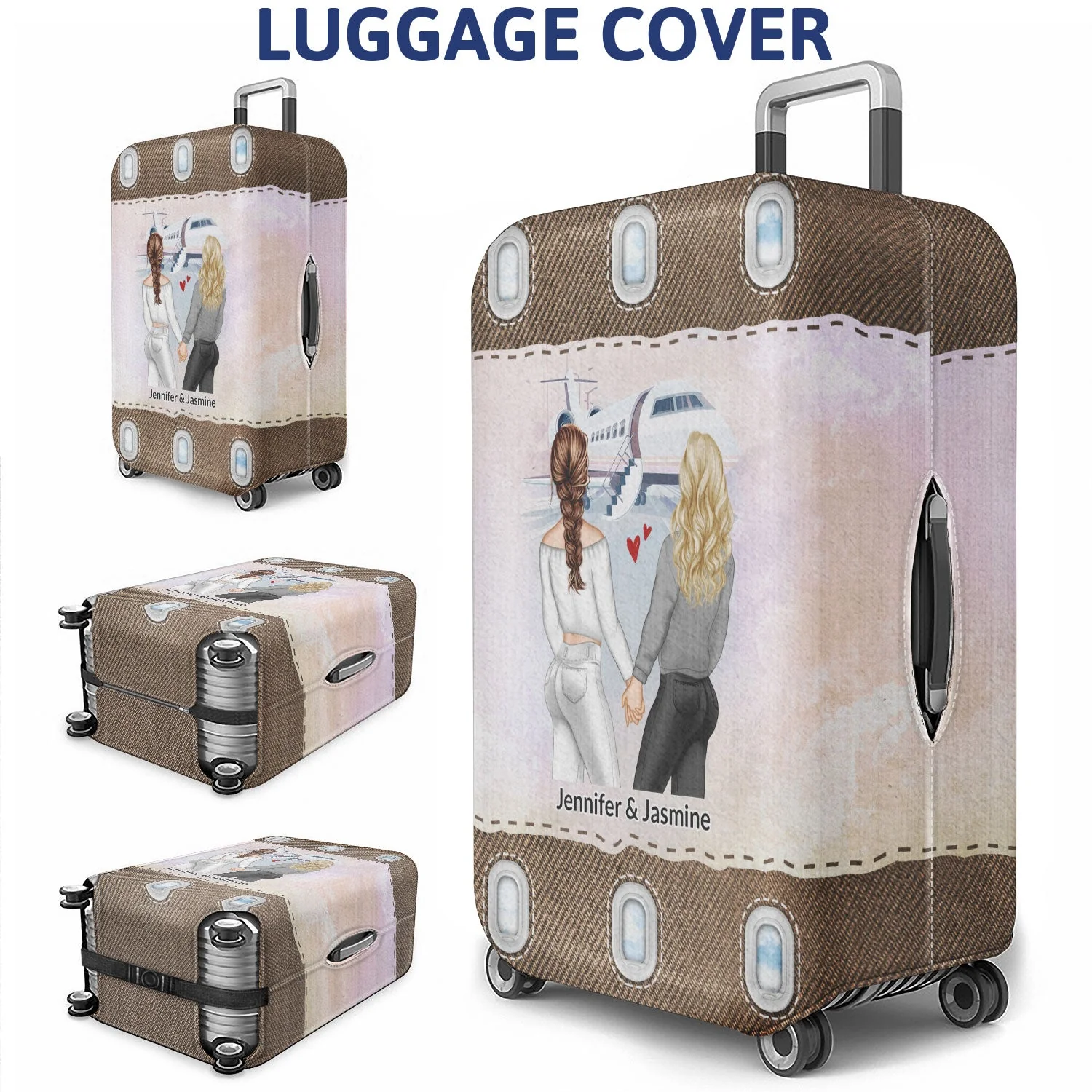 Air Travel Who You Have Beside - Gift For Couples, Best Friends - Personalized Custom Luggage Cover - Image 3