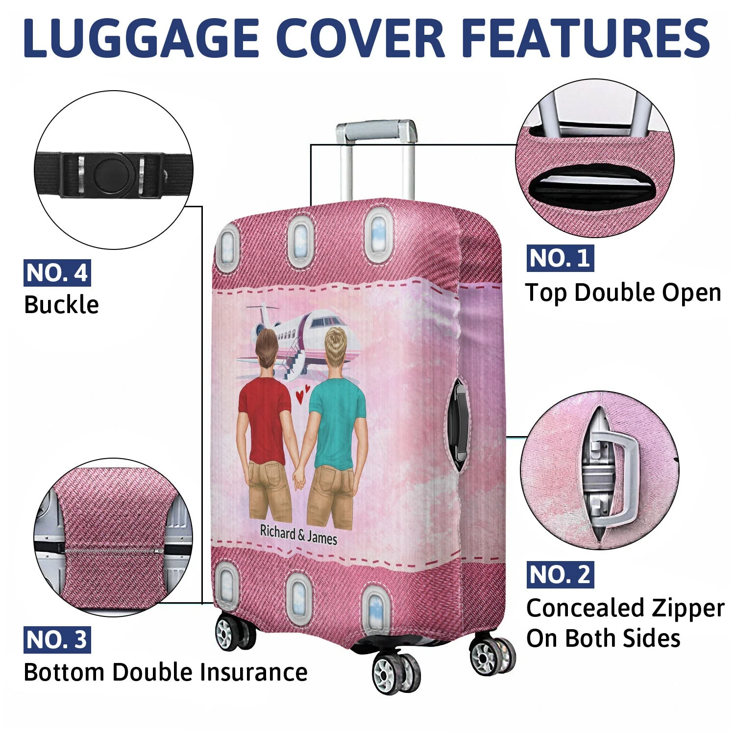 Air Travel Who You Have Beside - Gift For Couples, Best Friends - Personalized Custom Luggage Cover - Image 4