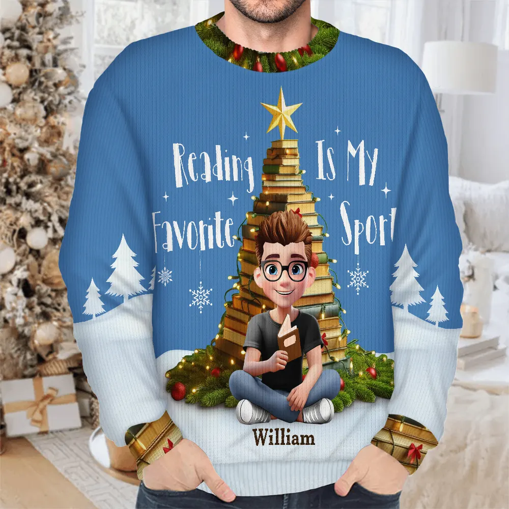 All Booked For Christmas - Personalized Unisex Ugly Sweater - Image 4