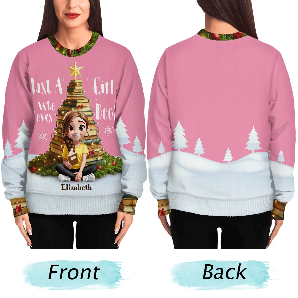 All Booked For Christmas - Personalized Unisex Ugly Sweater - Image 5