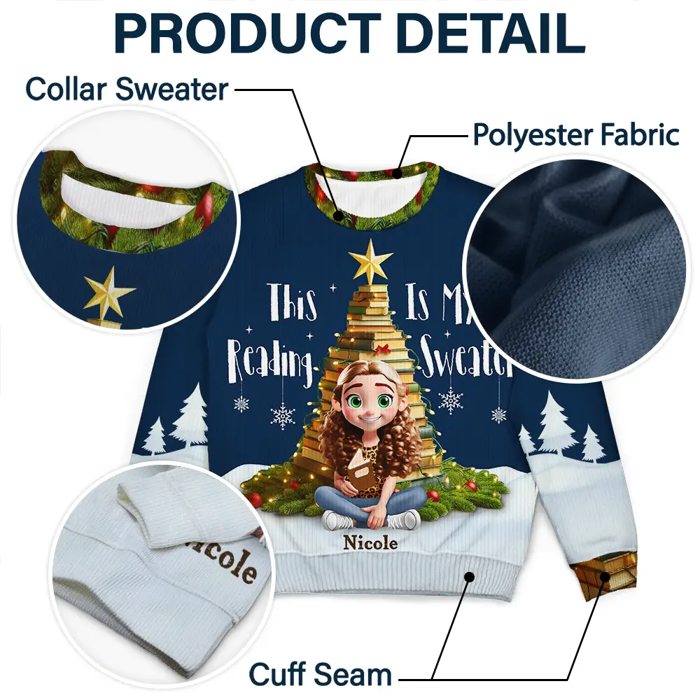 All Booked For Christmas - Personalized Unisex Ugly Sweater - Image 6