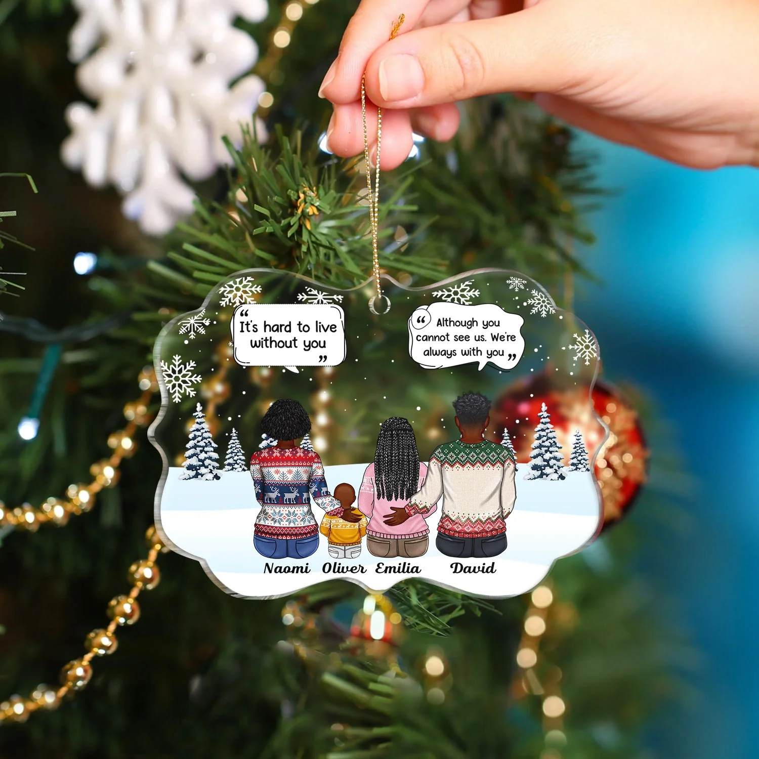 All Family We Miss You - Christmas Memorial Gift For Family - Personalized Medallion Acrylic Ornament - Image 4