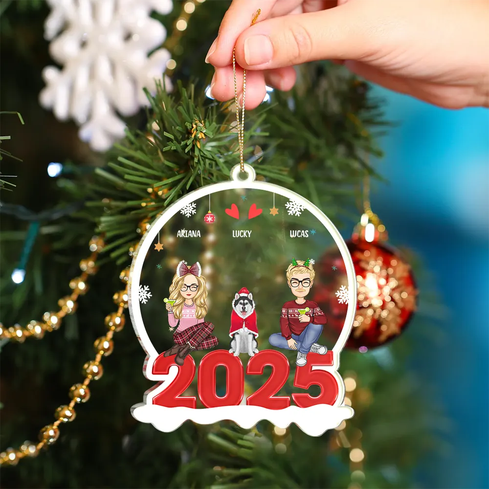 All Family With Dog Cat - Christmas Gift For Family - Personalized Custom Shaped Acrylic Ornament - Image 4