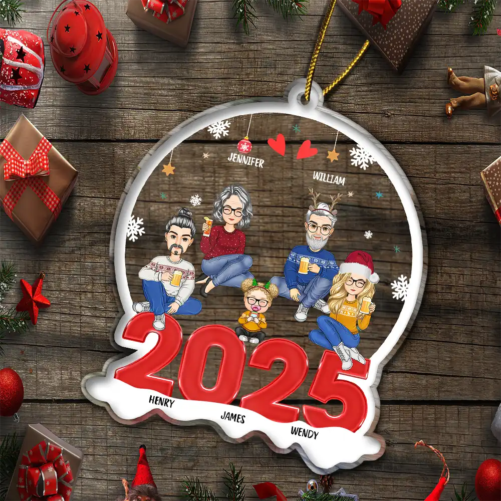 All Family With Dog Cat - Christmas Gift For Family - Personalized Custom Shaped Acrylic Ornament - Image 5