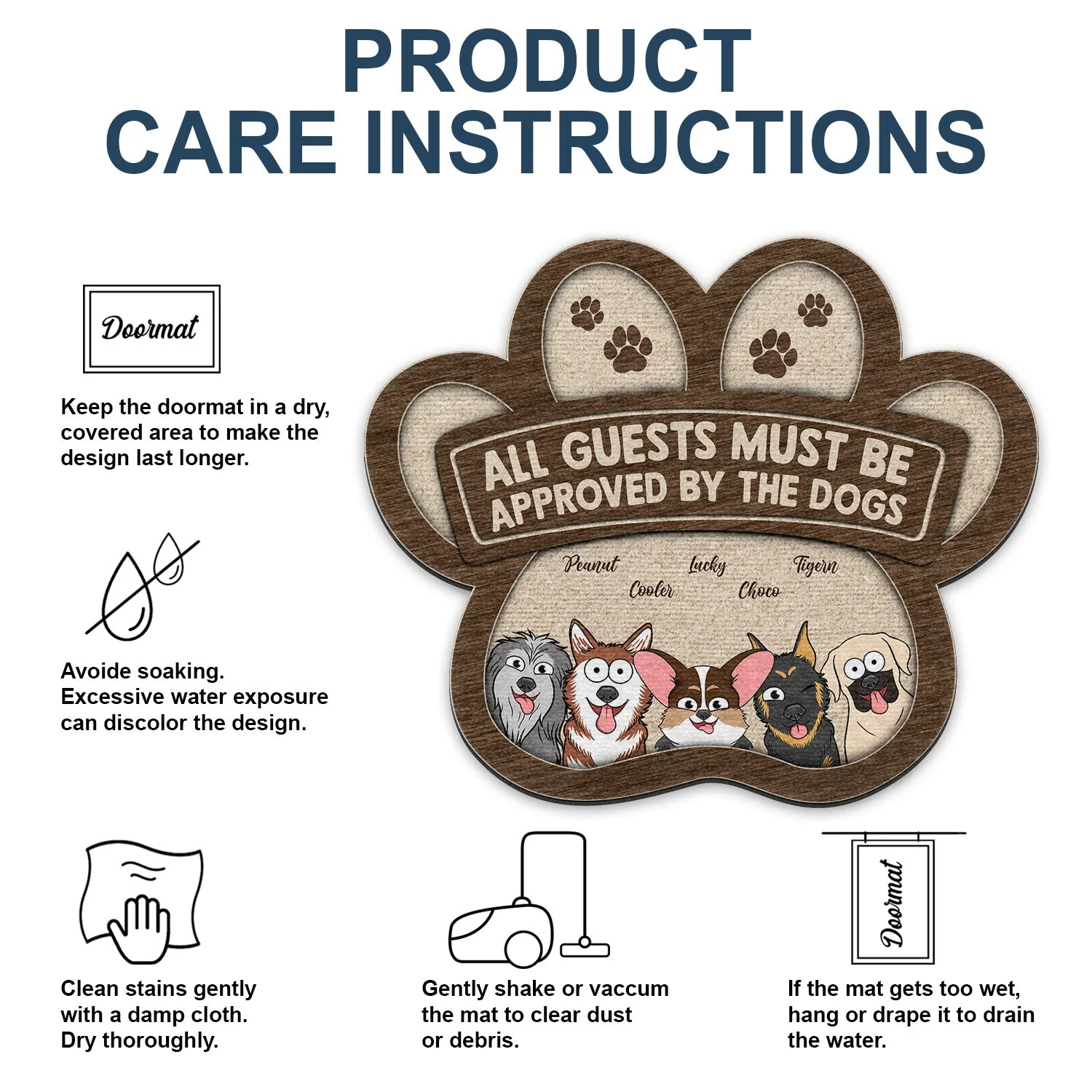 All Guests Must Be Approved By The Dogs - Gift For Dog Lovers - Personalized Custom Shaped Doormat - Image 5