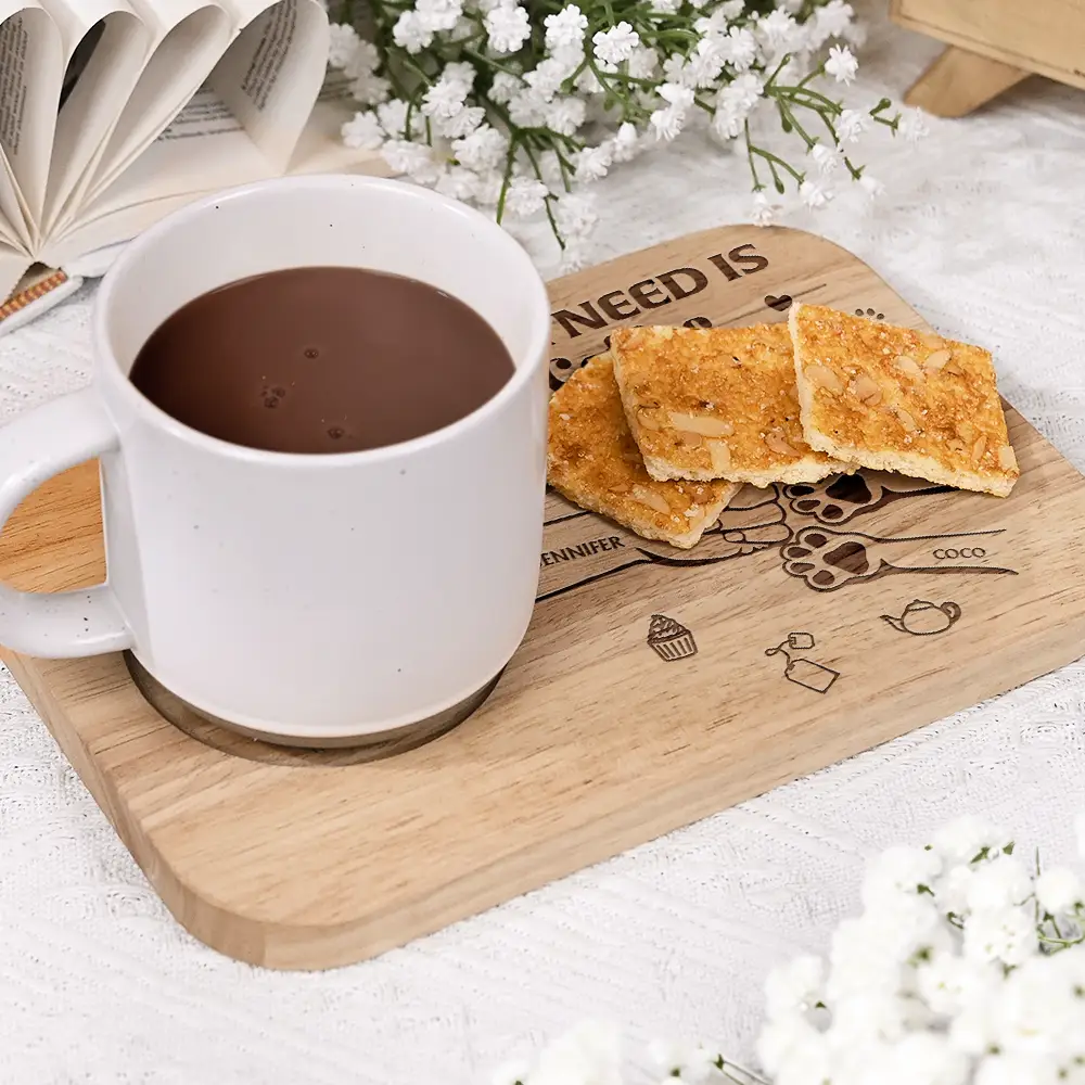 All I Need Is Coffee And My Dogs - Personalized Serving Board With Cup Holder - Image 3