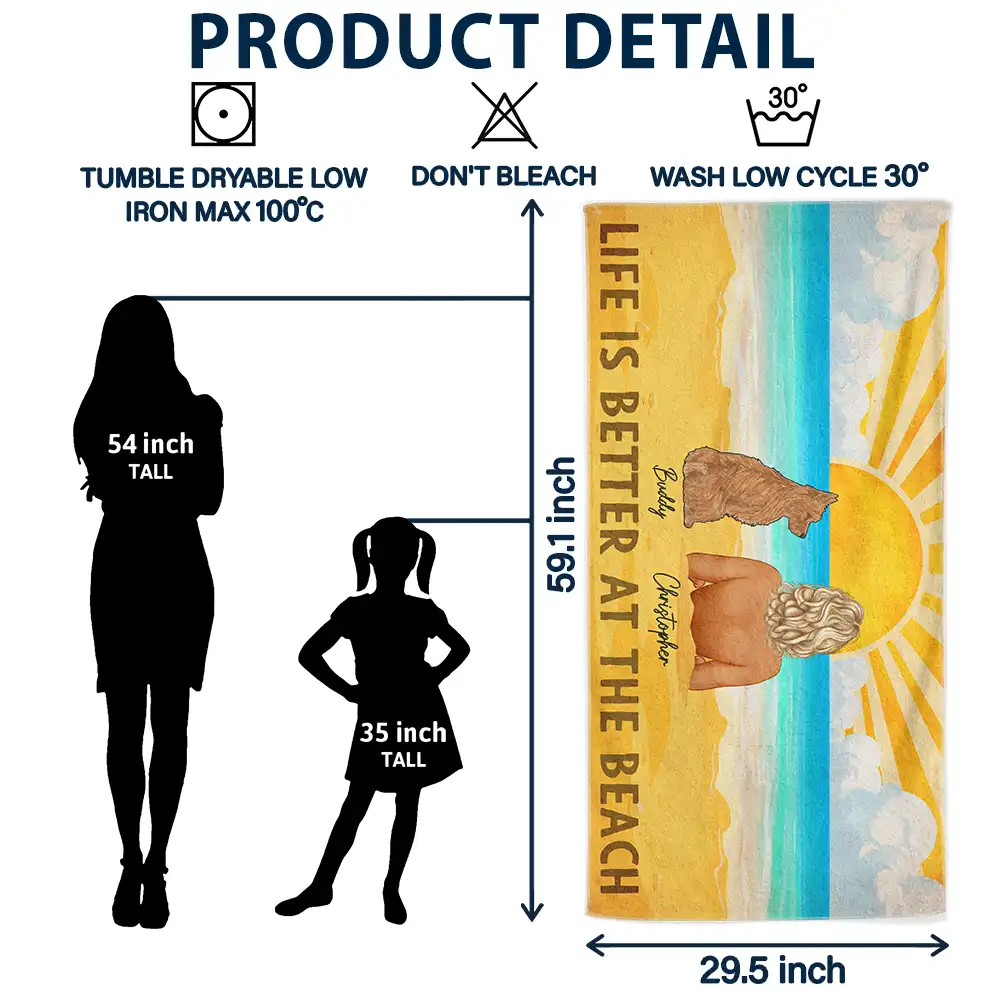 All I Need Is My Dogs And The Beach - Personalized Beach Towel - Image 6