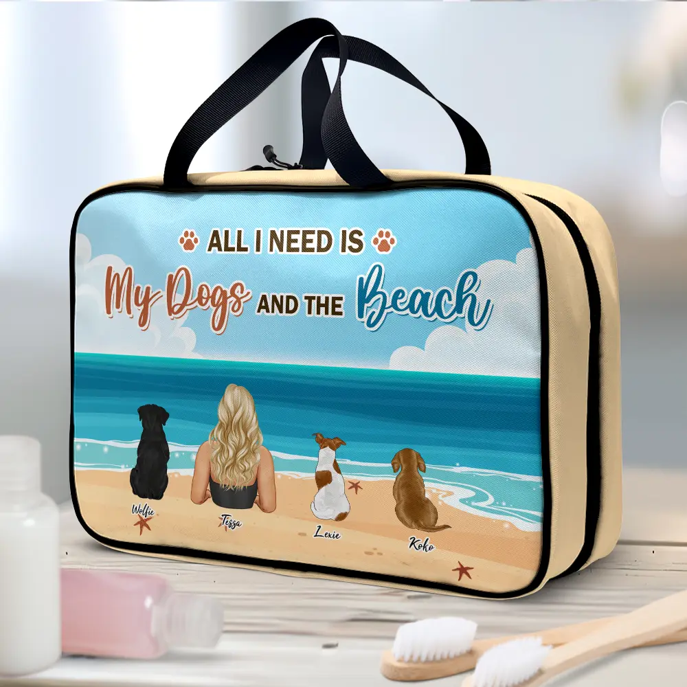 All I Need Is My Dogs And The Beach - Personalized Toiletry Bag - Image 2