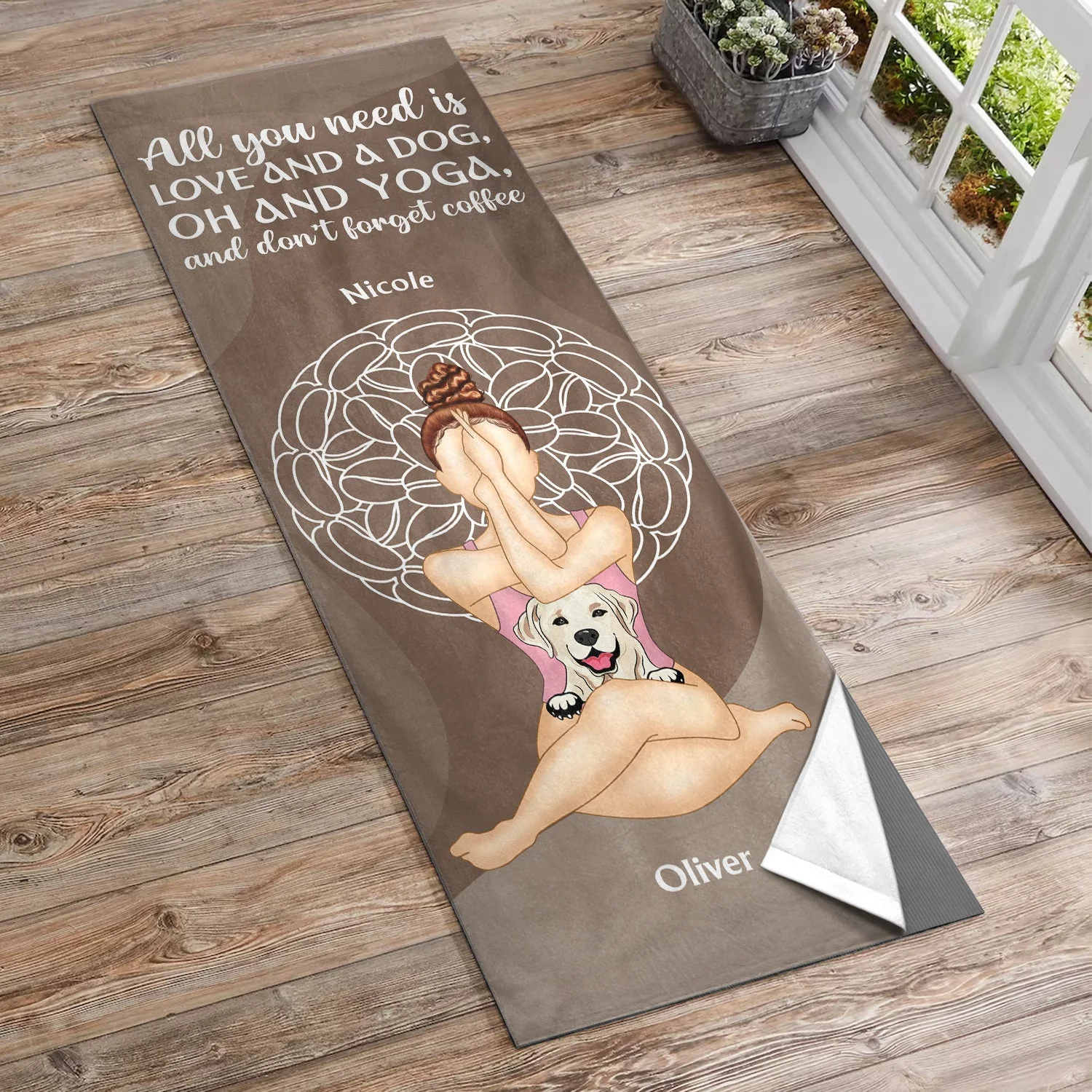 All I Need - Yoga Gift For Dog Mom - Personalized Yoga Towel - Image 2