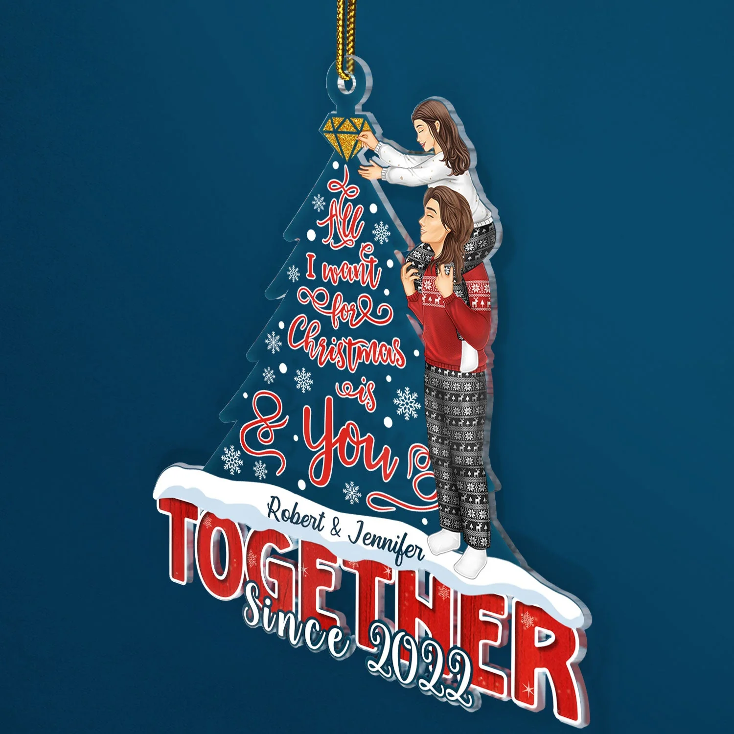 All I Want For Christmas Is You - Gift For Couples - Personalized Cutout Acrylic Ornament - Image 2
