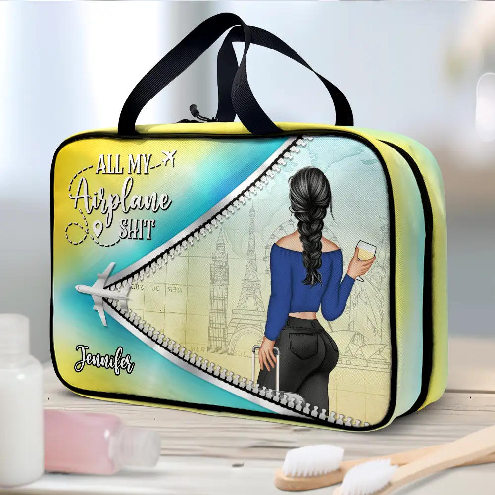 All My Airplane Travel Crap - Personalized Toiletry Bag - Image 2