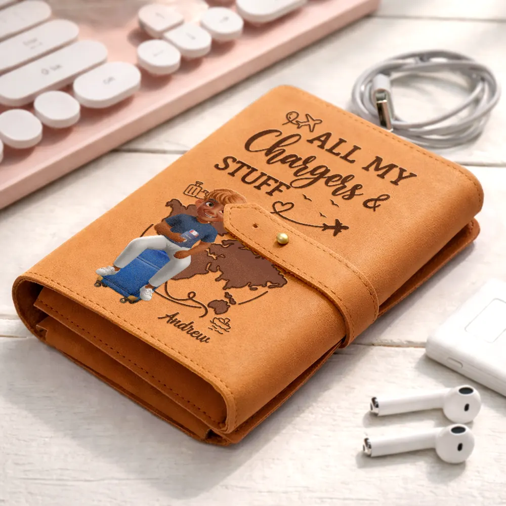 All My Charging Stuff - Personalized Leather Cable Bag - Image 2